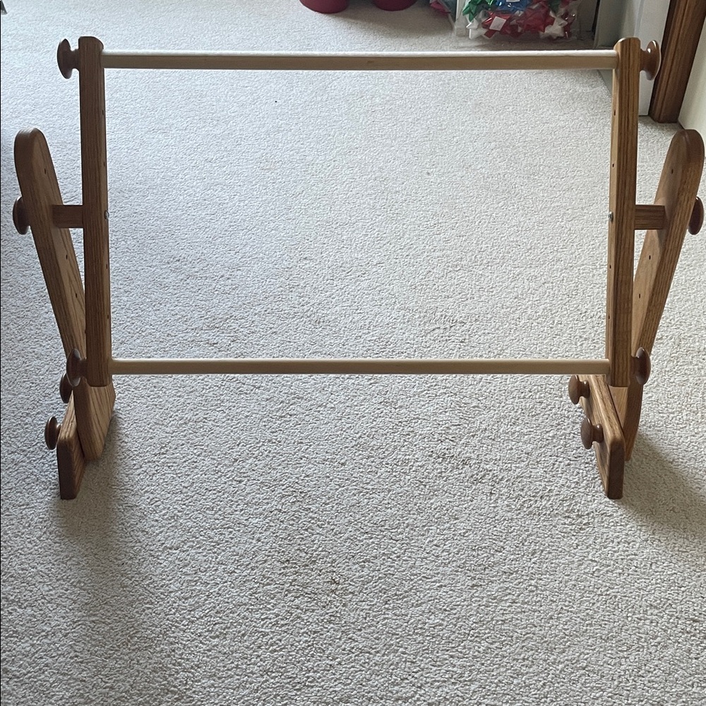 Tomorrow’s Treasures Needlework Lap Stand and Scroll Frame, solid oak